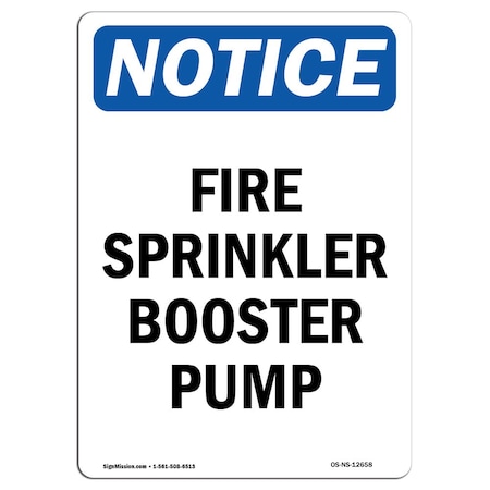 OSHA Notice Sign, Fire Sprinkler Booster Pump, 10in X 7in Peel And Stick Wall Graphic